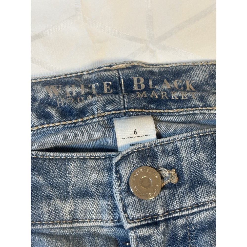 White House Black Market Jeans Womens 6 Blue Capri Y2K Style Zip Hem - Picture 8 of 15